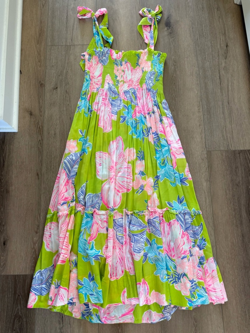 Lilly Pulitzer Matcha Green Boho Babe Floral Rivera Midi Maxi Dress Large L